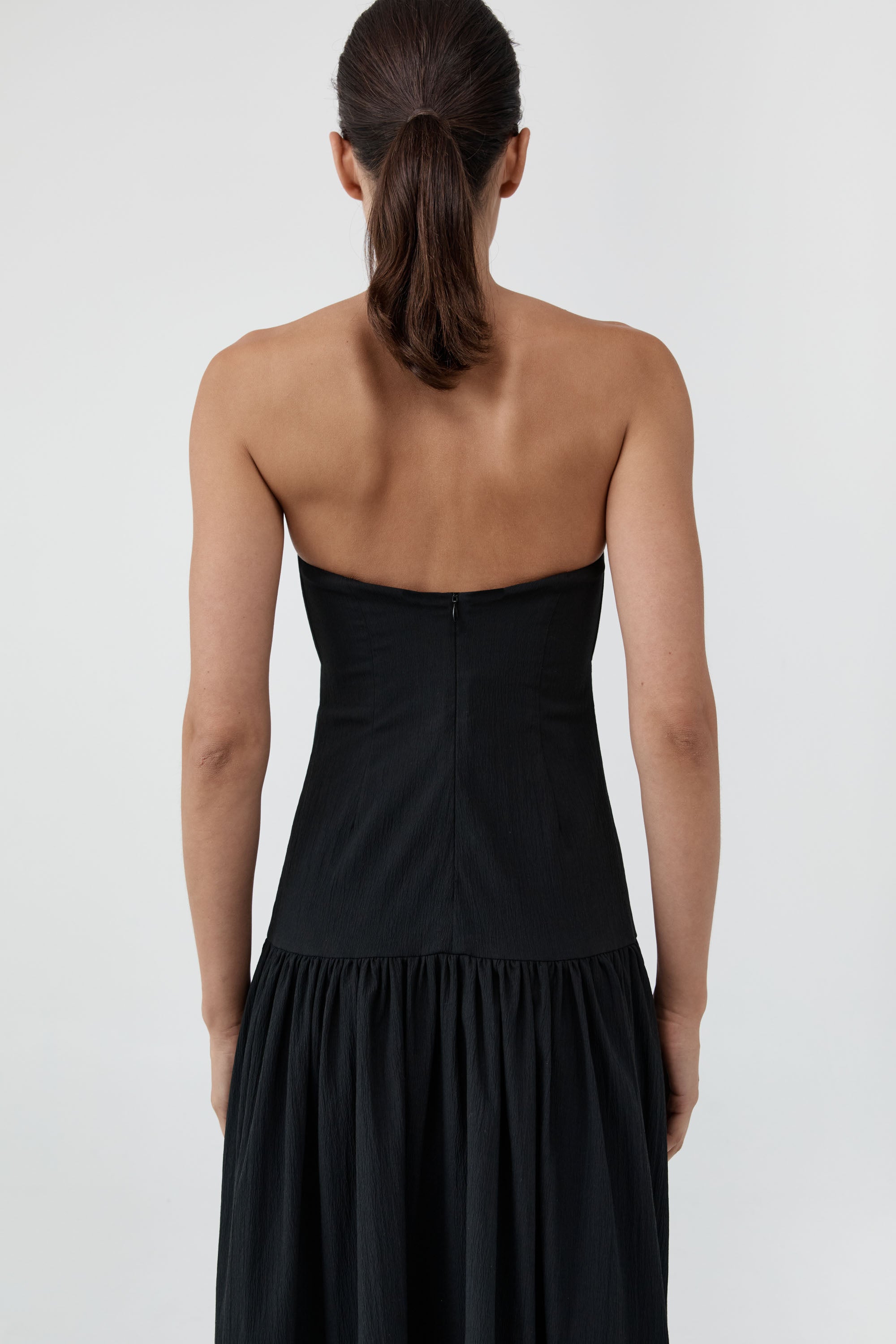 St Agni Gathered Strapless Minimal Dress