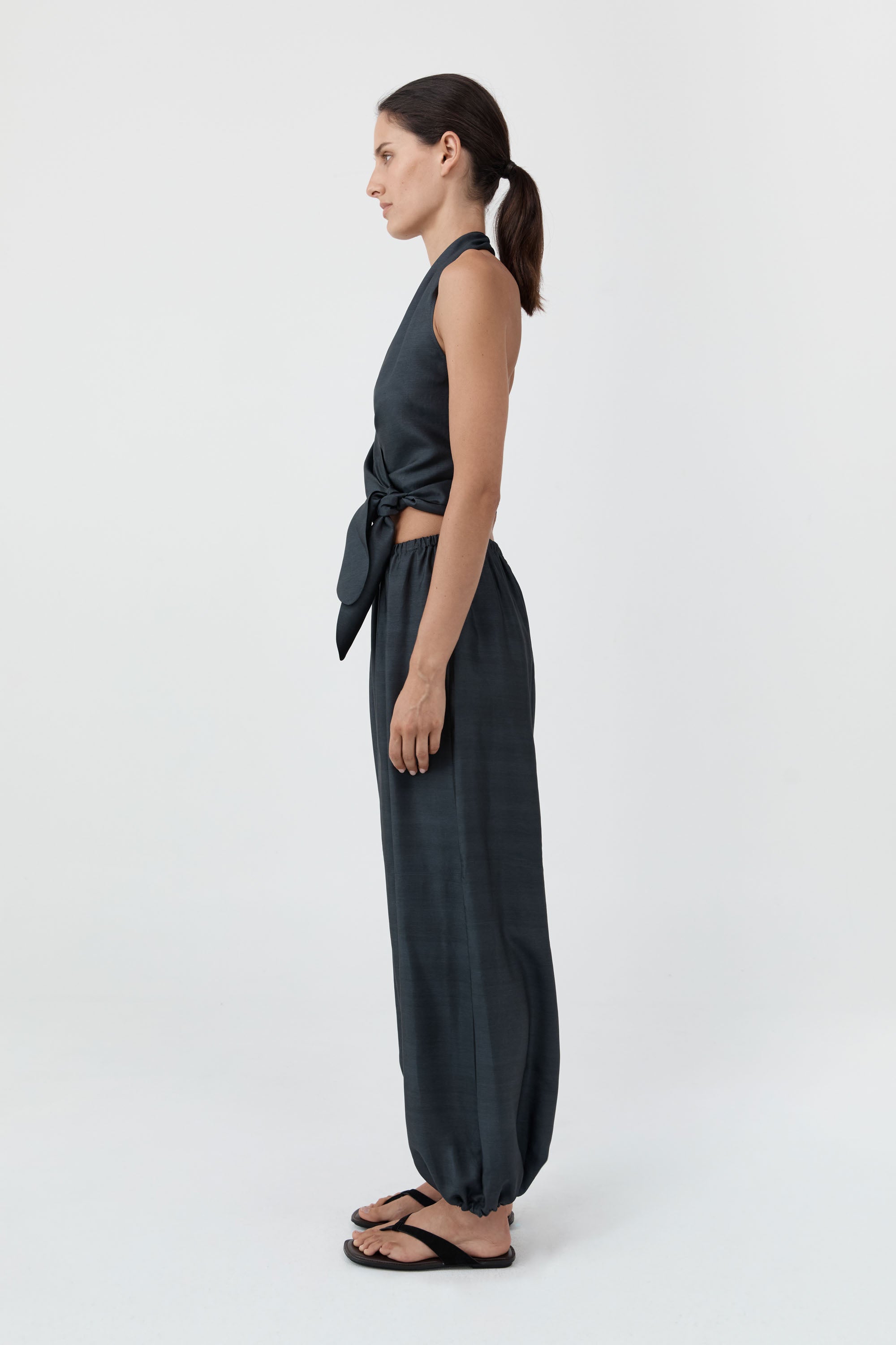 St Agni Silk Halter Wrap Top