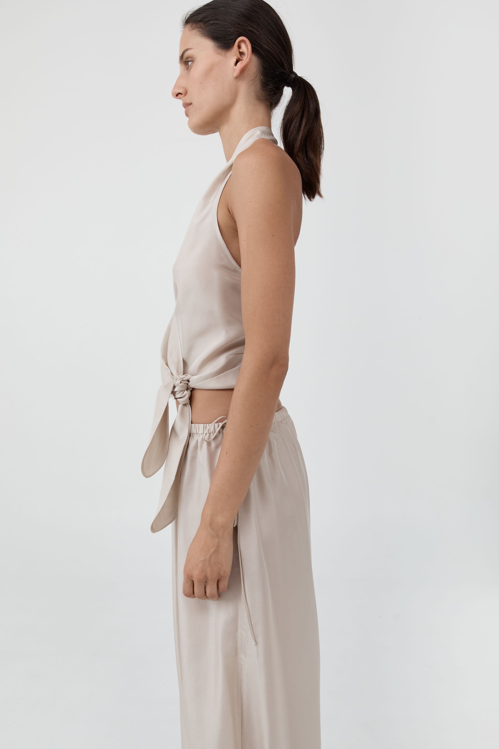 St Agni Silk Halter Wrap Top