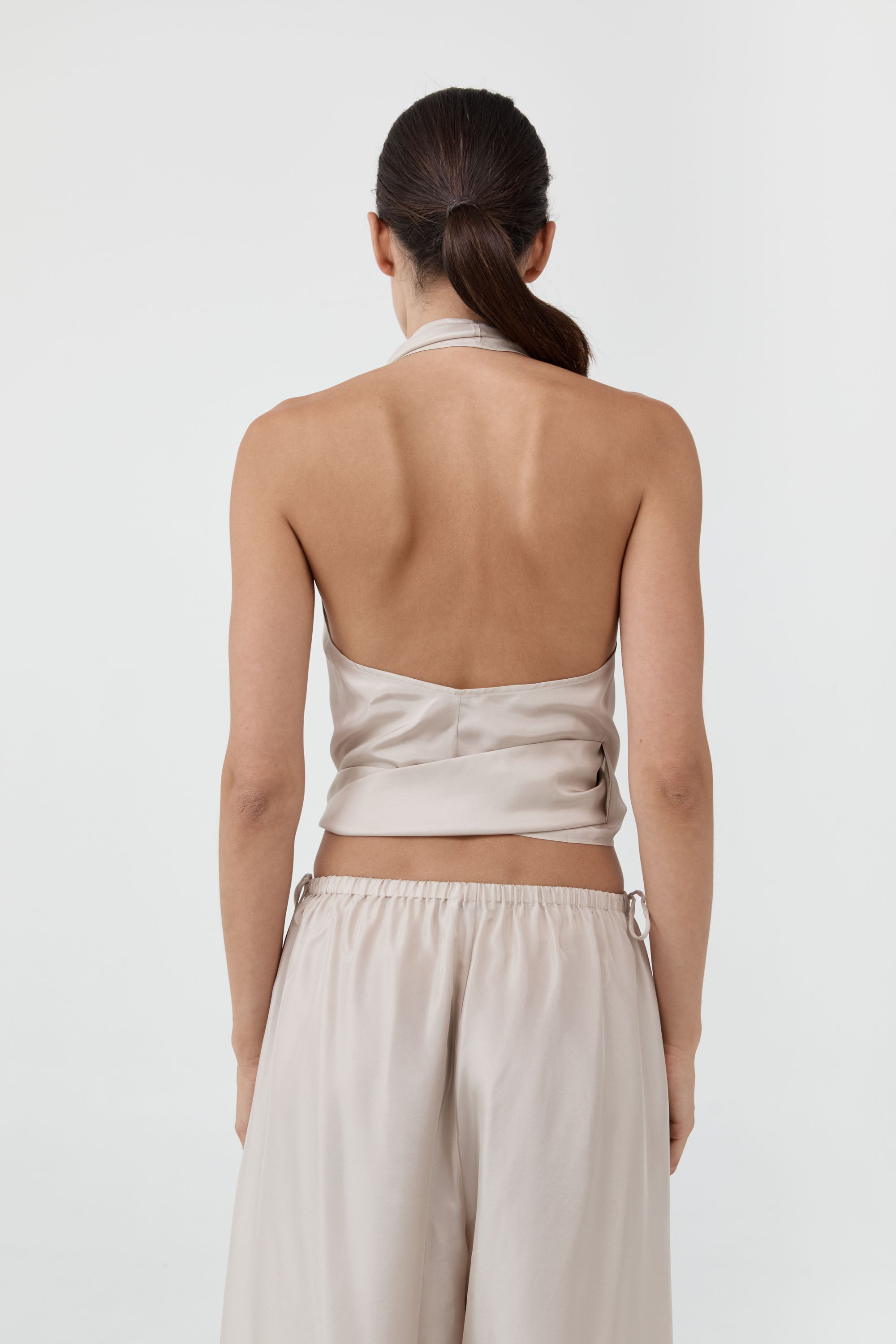 St Agni Silk Halter Wrap Top