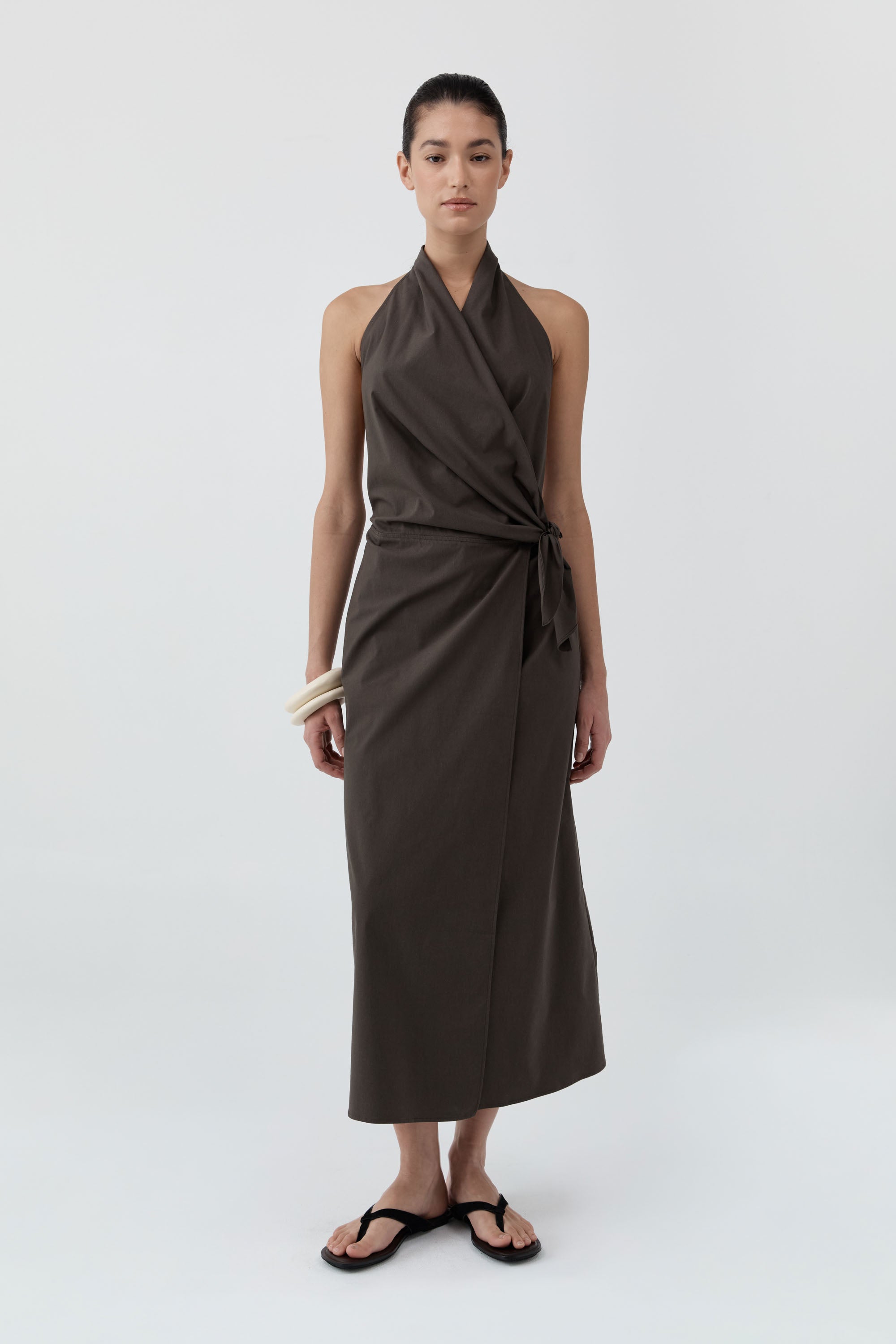 St Agni Halter Wrap Backless Dress
