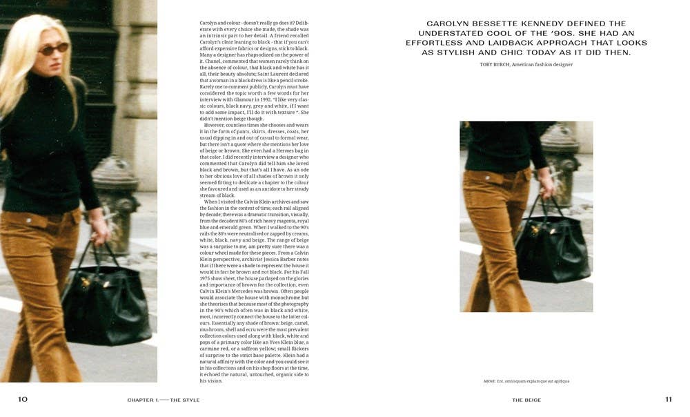Pages in chapter 1 of CBK: Carolyn Bessette Kennedy Coffee table book
