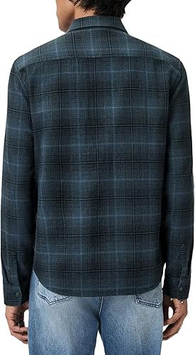 John Varvatos Dario Shirt Brushed Plaid-Titanium Blue