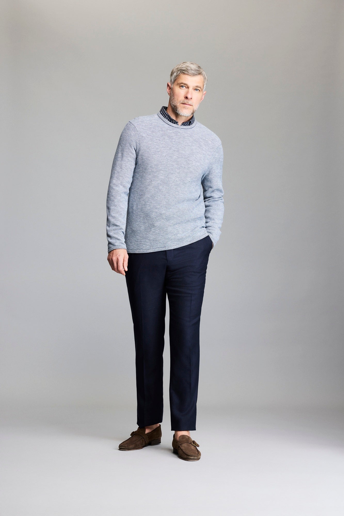 Billy Reid Tuck Stripe Crew Denim