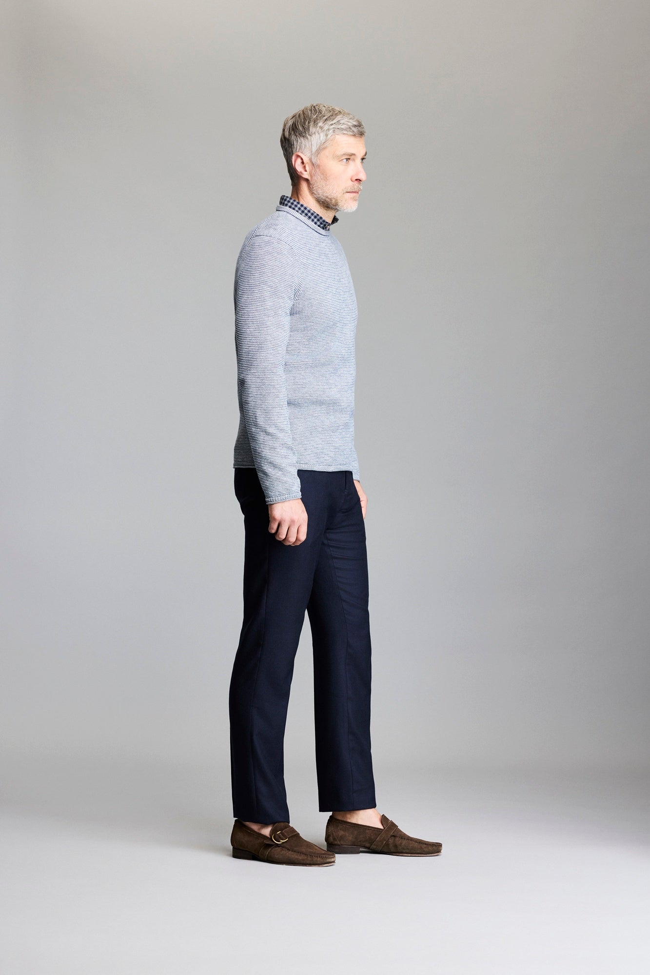 Billy Reid Tuck Stripe Crew Denim
