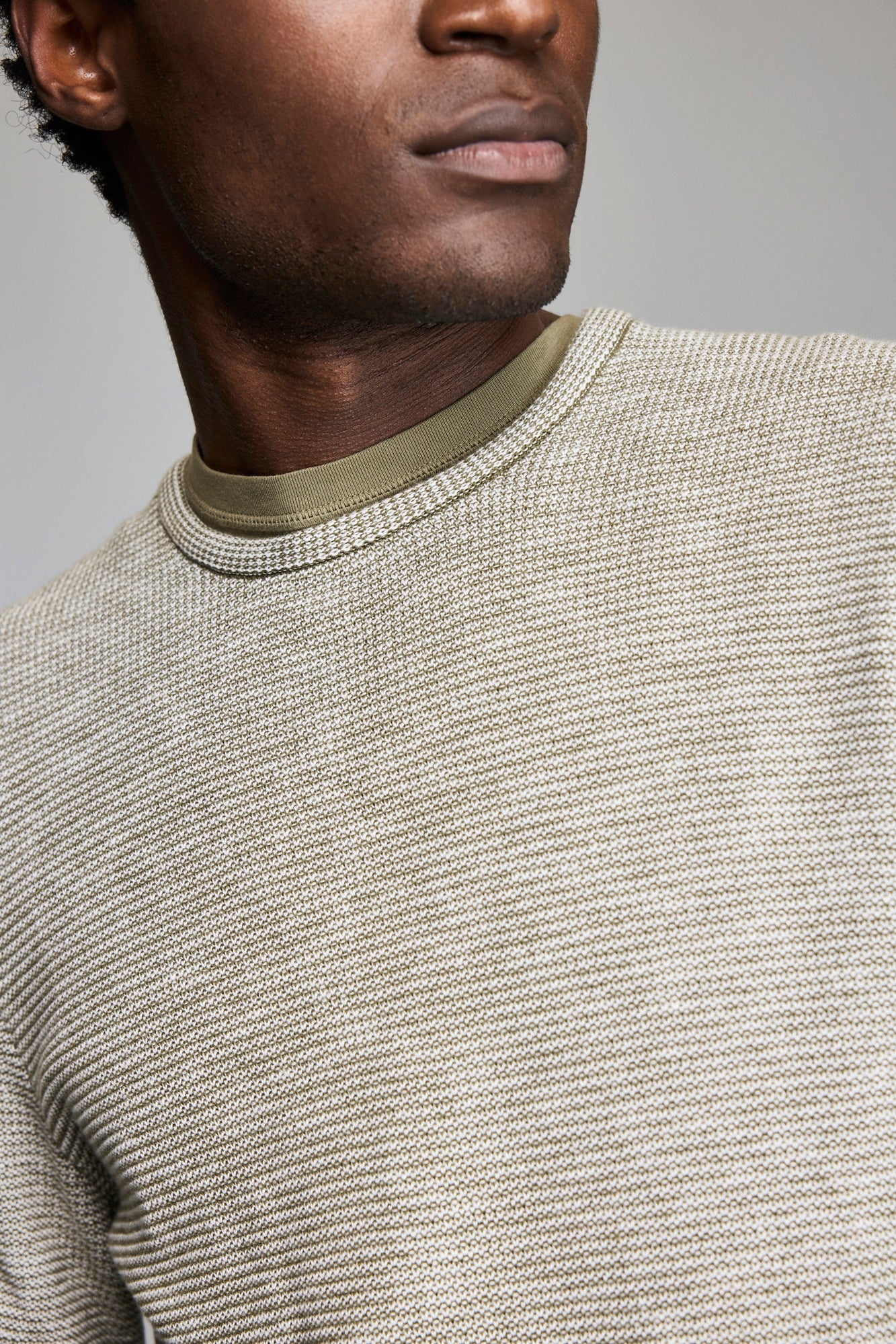 Billy Reid Tuck Stripe Crew Moss Green