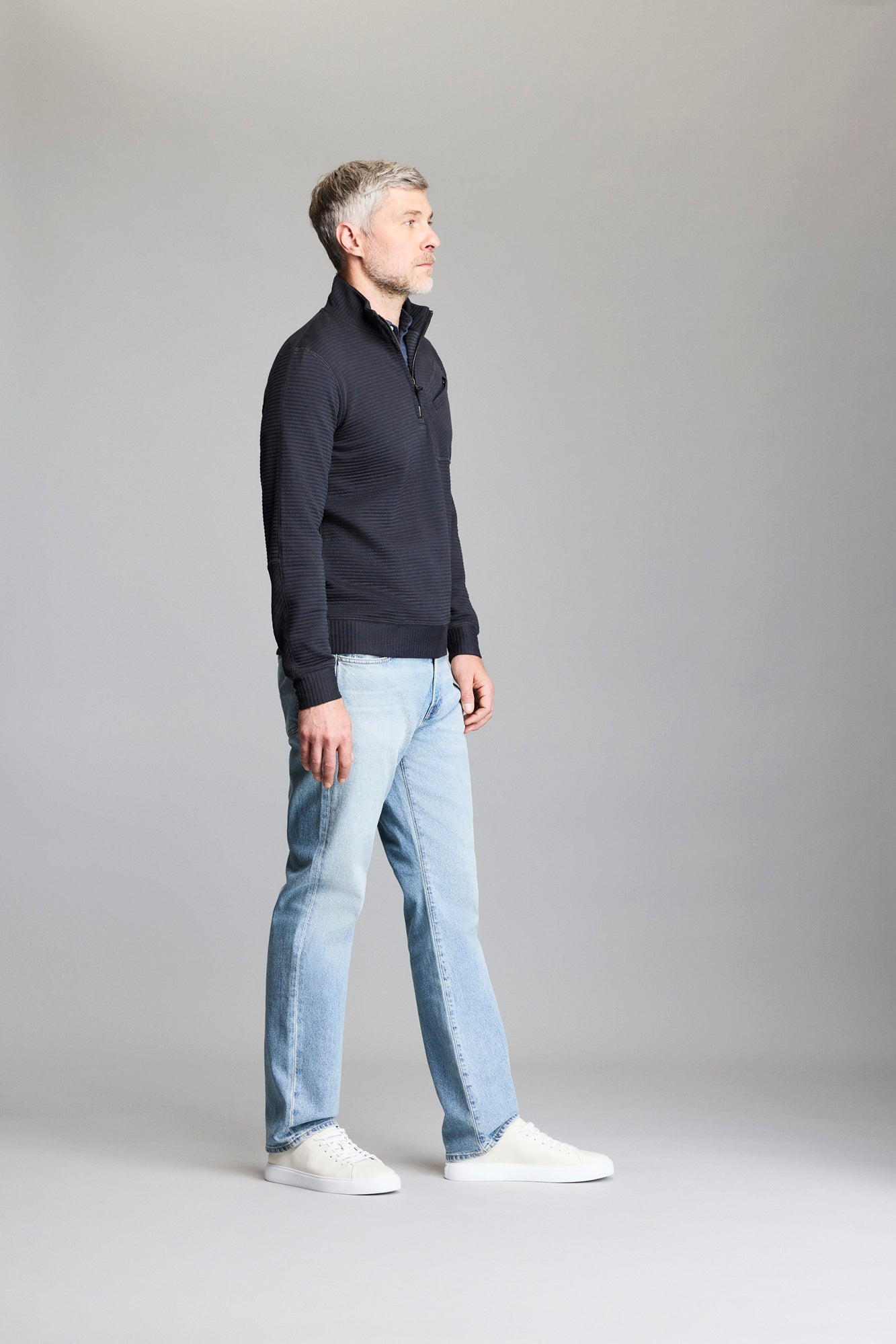 Billy Reid Half Zip Pullover Black