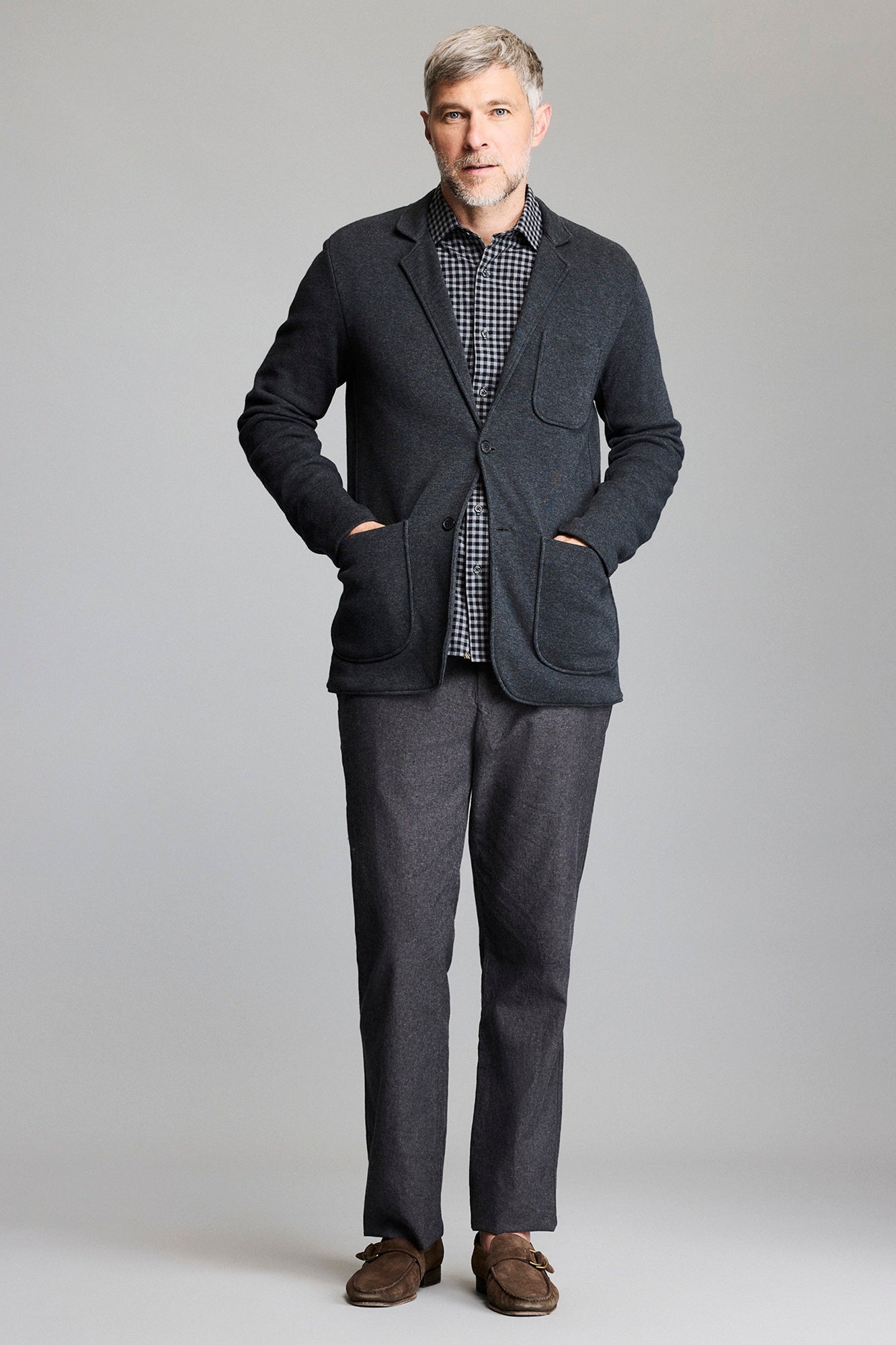 Billy Reid Heathered Knit Sport Coat Charcoal Heather