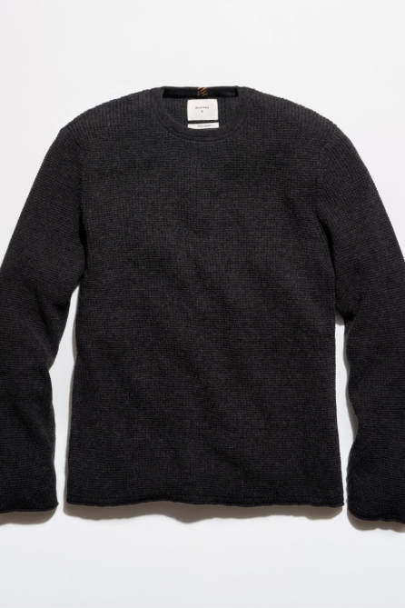 Billy Reid Martin Mini Waffle Crew-Charcoal