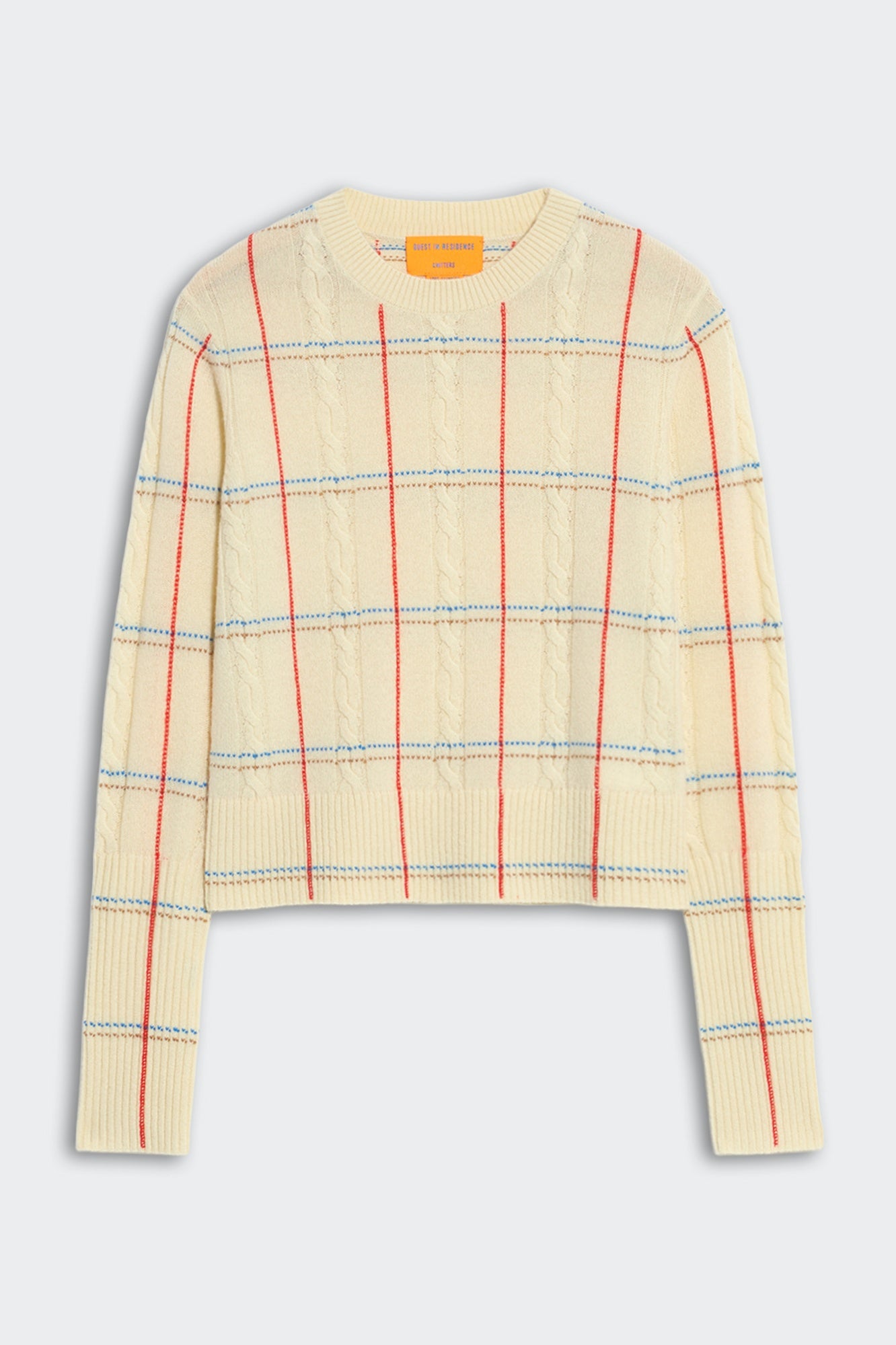 Guest in Residence Shrunken Check Crew Sweater