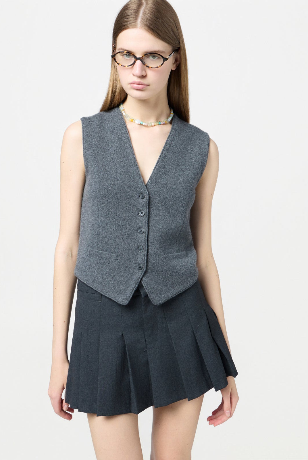 image of a model wearing the Guest in Residence Tailored Vest