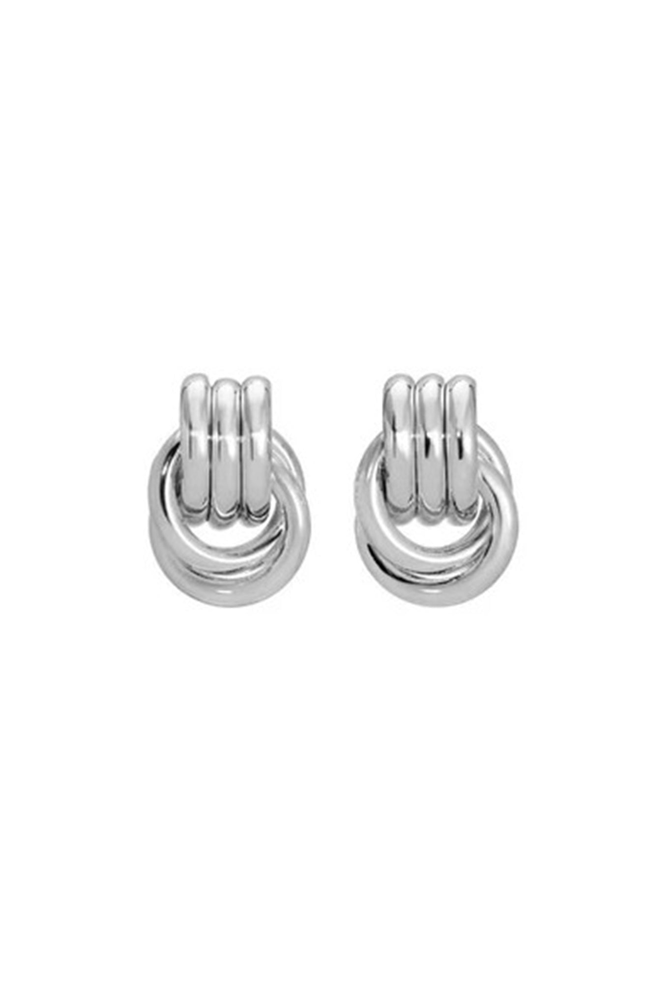 image of the heaven mayhem baby knot earrings in silver
