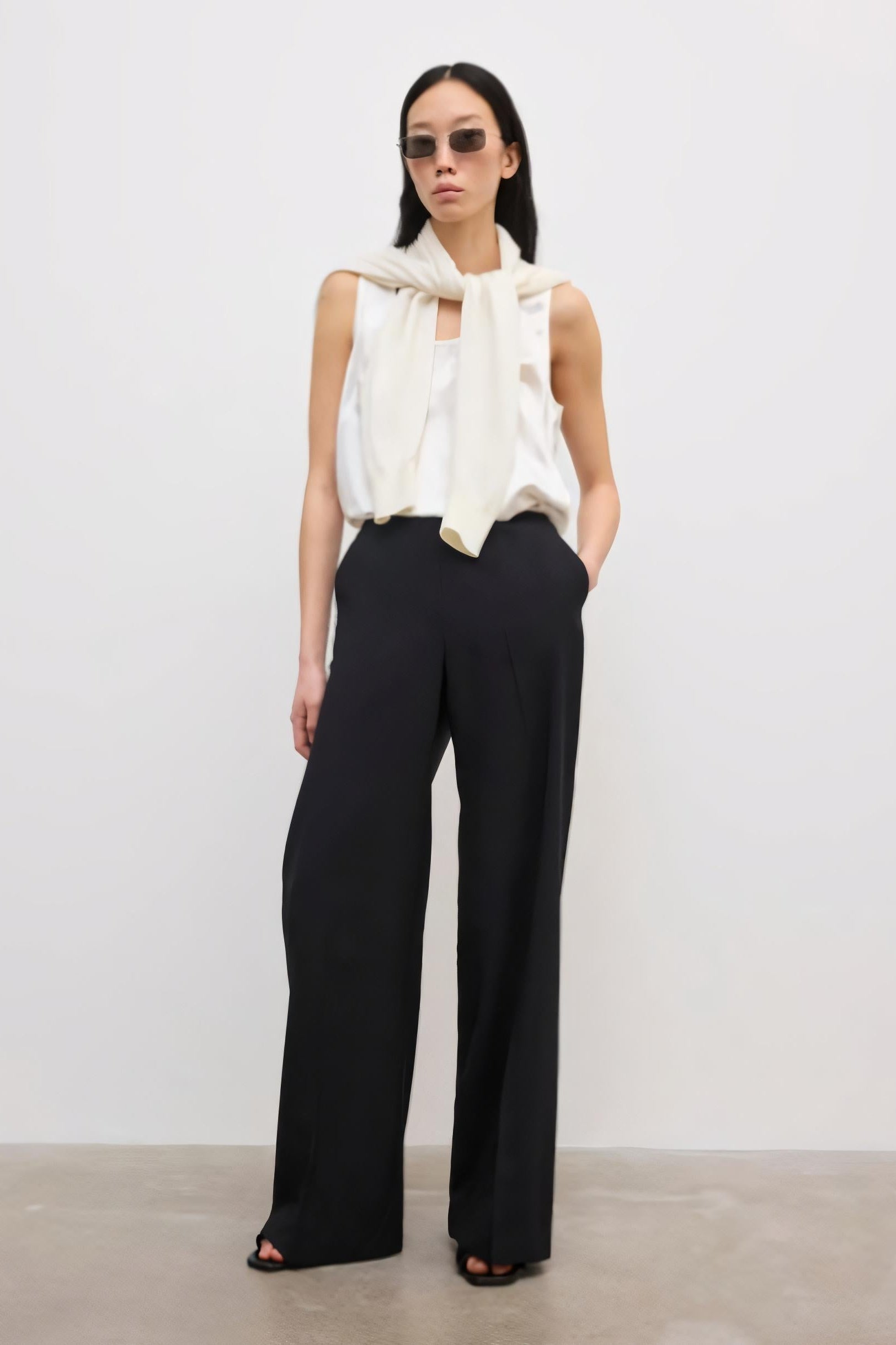 image of a model wearing the House of Dagmar Elastic Wool Trousers