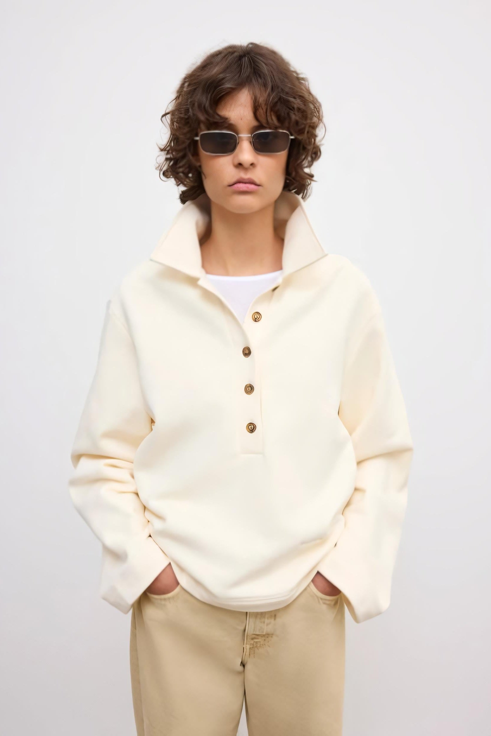 image of a model wearing the House of Dagmar Polo Sweatshirt