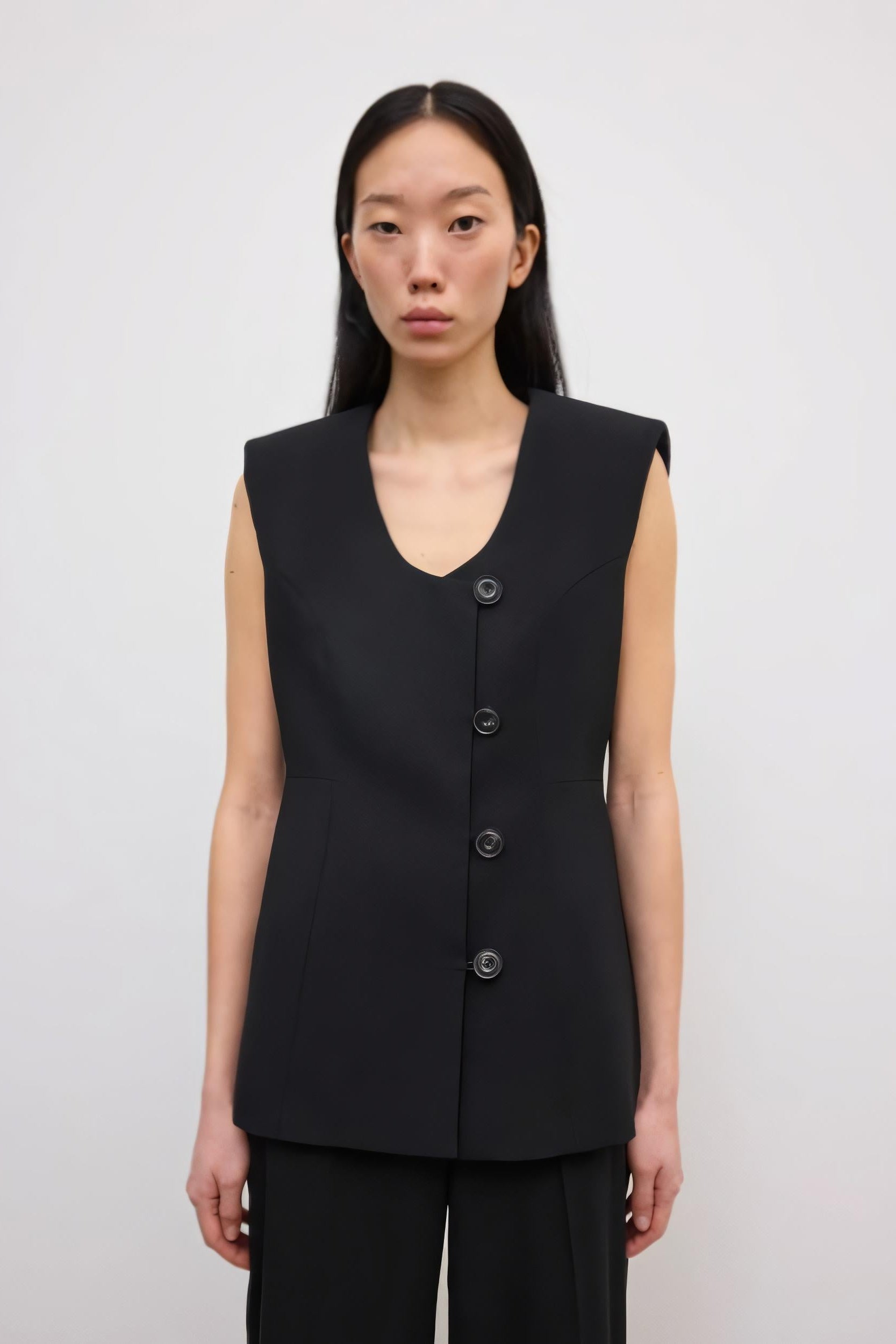 image of a model wearing the House of Dagmar Sleeveless Vest