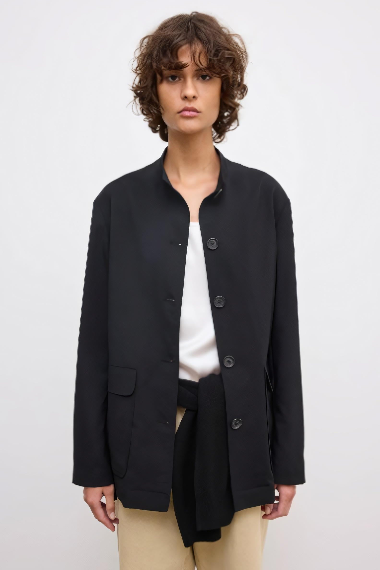 image of a model wearing the House of Dagmar Wool Overshirt