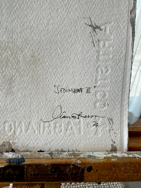 Monica Brressan Original Painting Sediment III, on Cotton Paper 7.5" X 15"