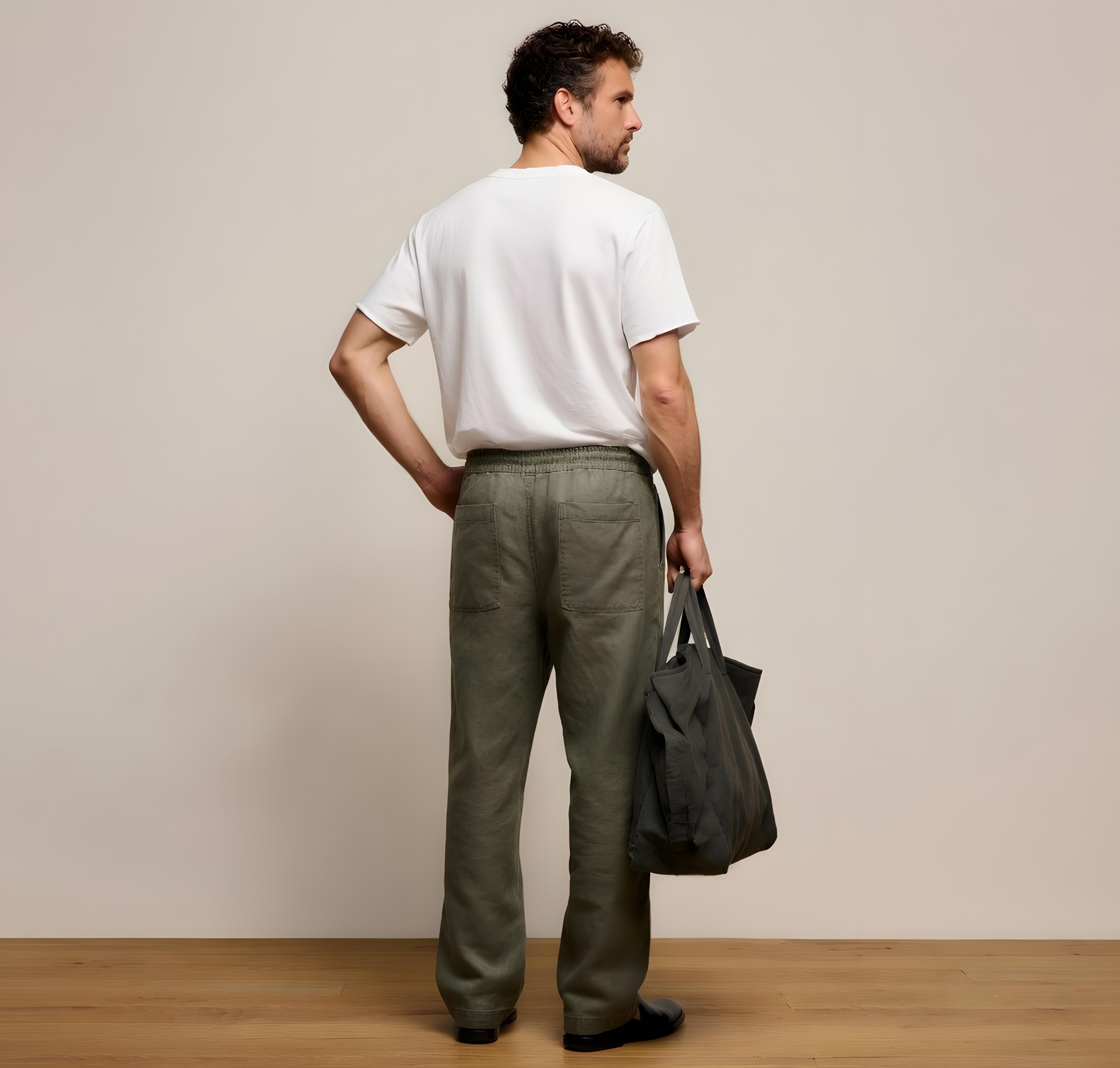 James Perse Lightweight Linen Pant, Army green pigment