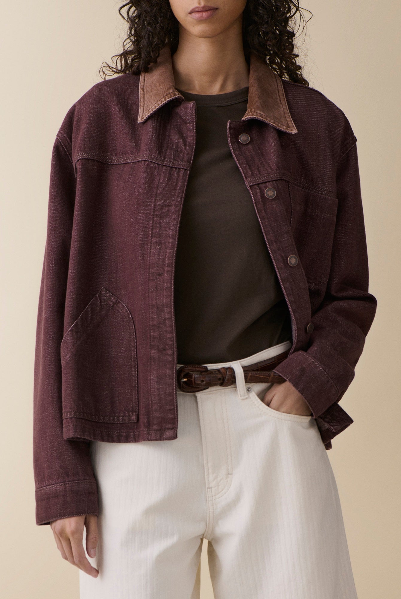 image of a model wearing the Jeanerica Nua Denim Jacket