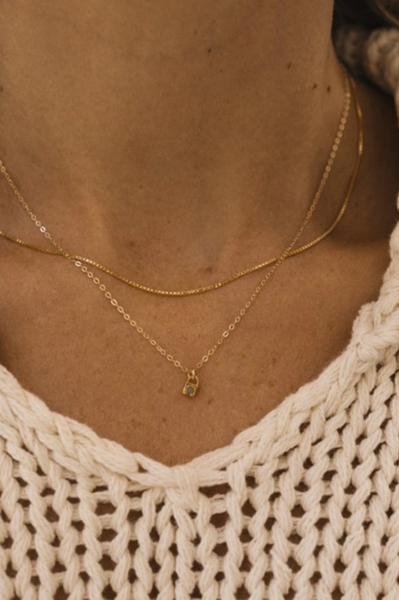 image of a model wearing the Merewif Wyatt Chain Necklace
