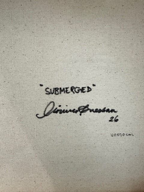 Signature and text on a textured beige background