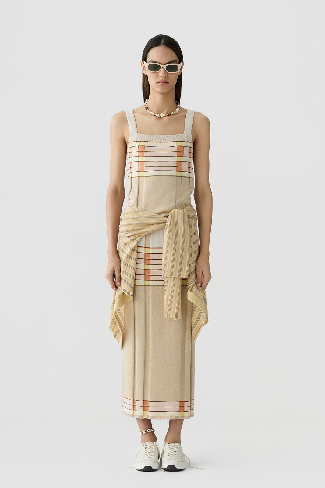 image of a model wearing the Guest in Residence Plaited Rib Skirt