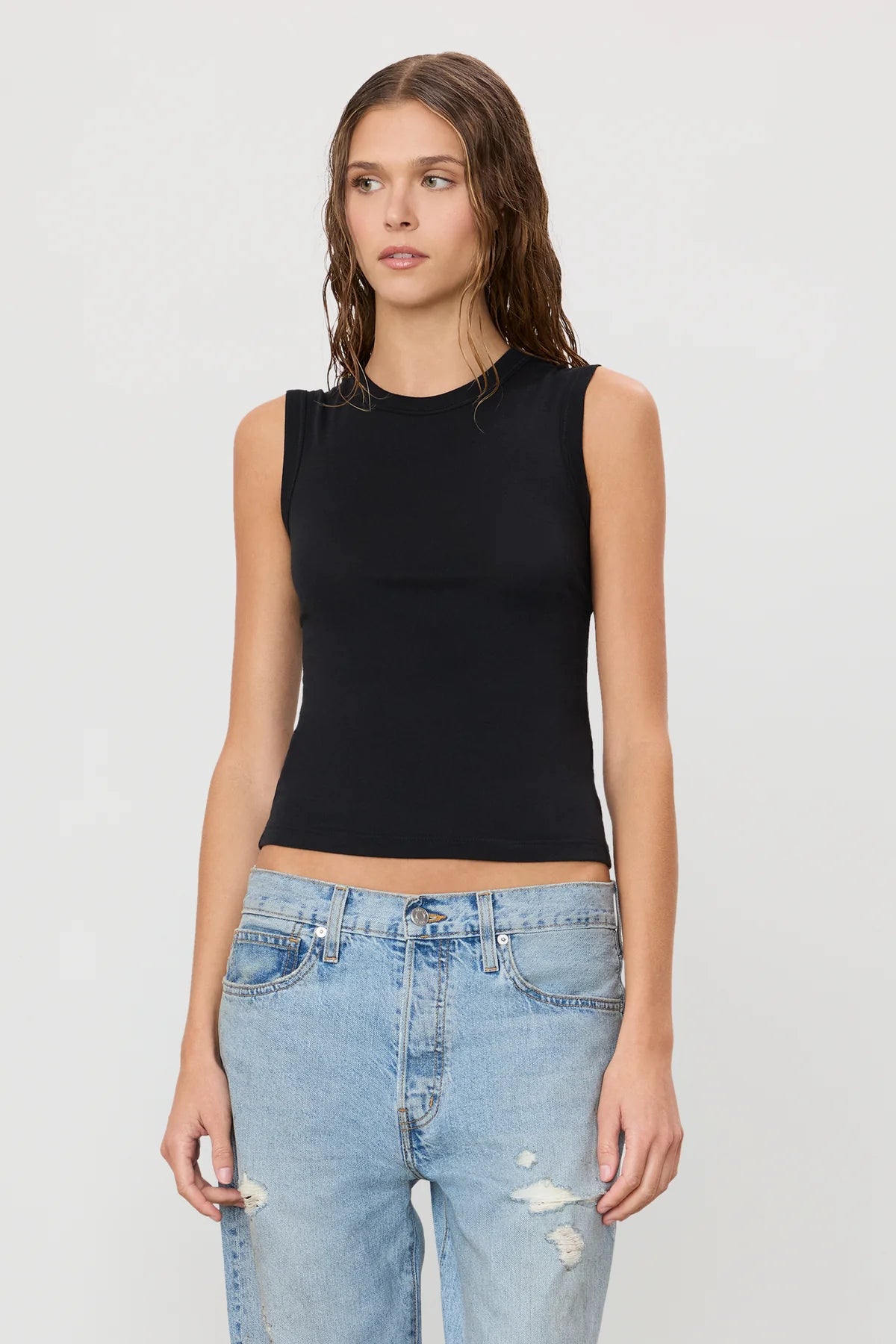 Eterne Fitted Muscle Tank-Black