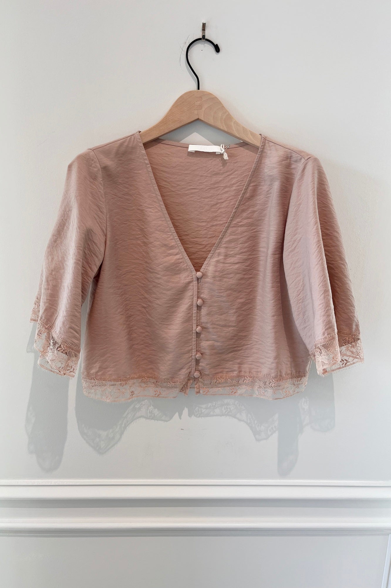 Sablyn Simone SS Button Down Top with Lace