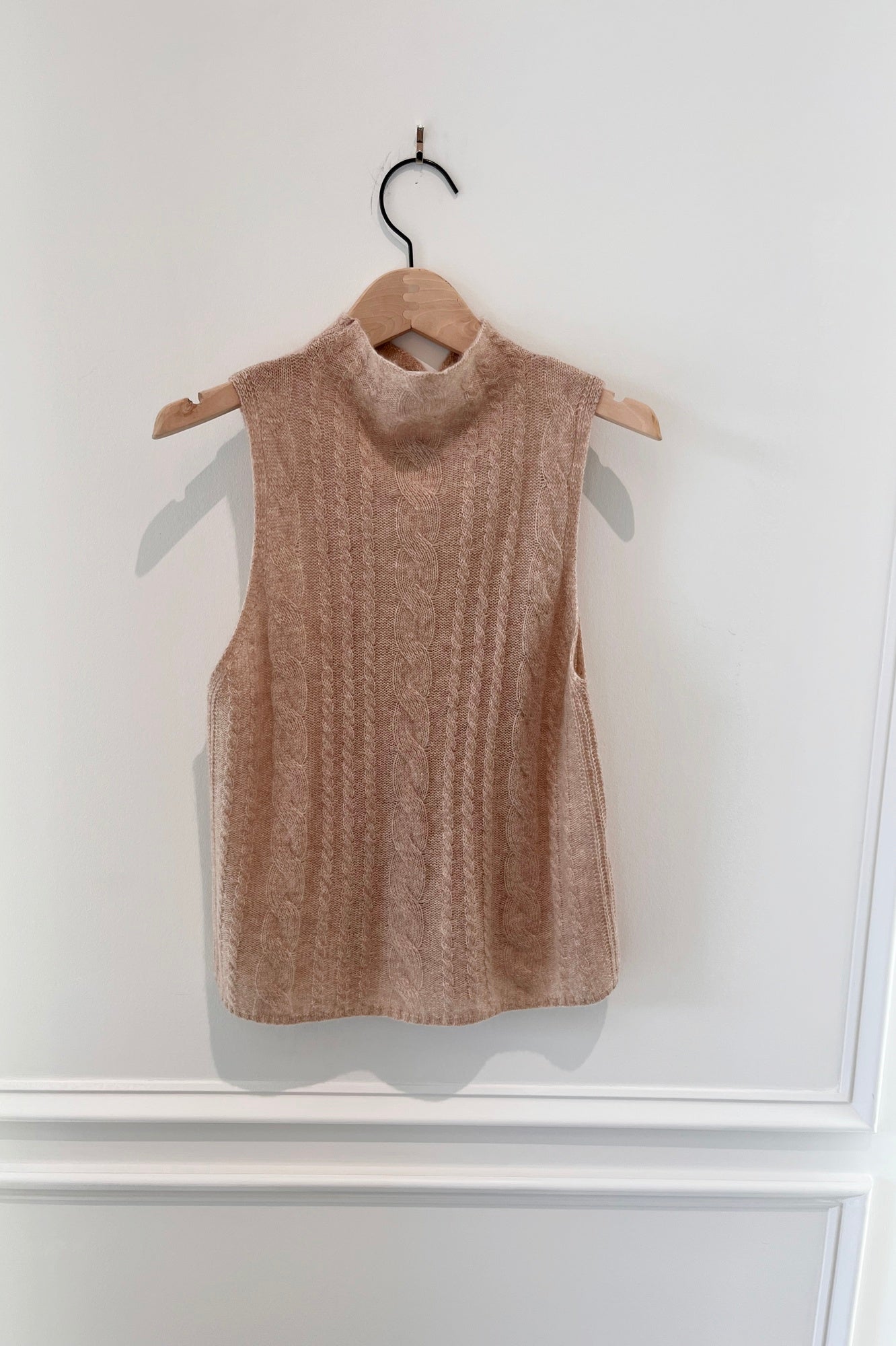 Sablyn Salvia D Sleeveless Cable Turtleneck Sweater