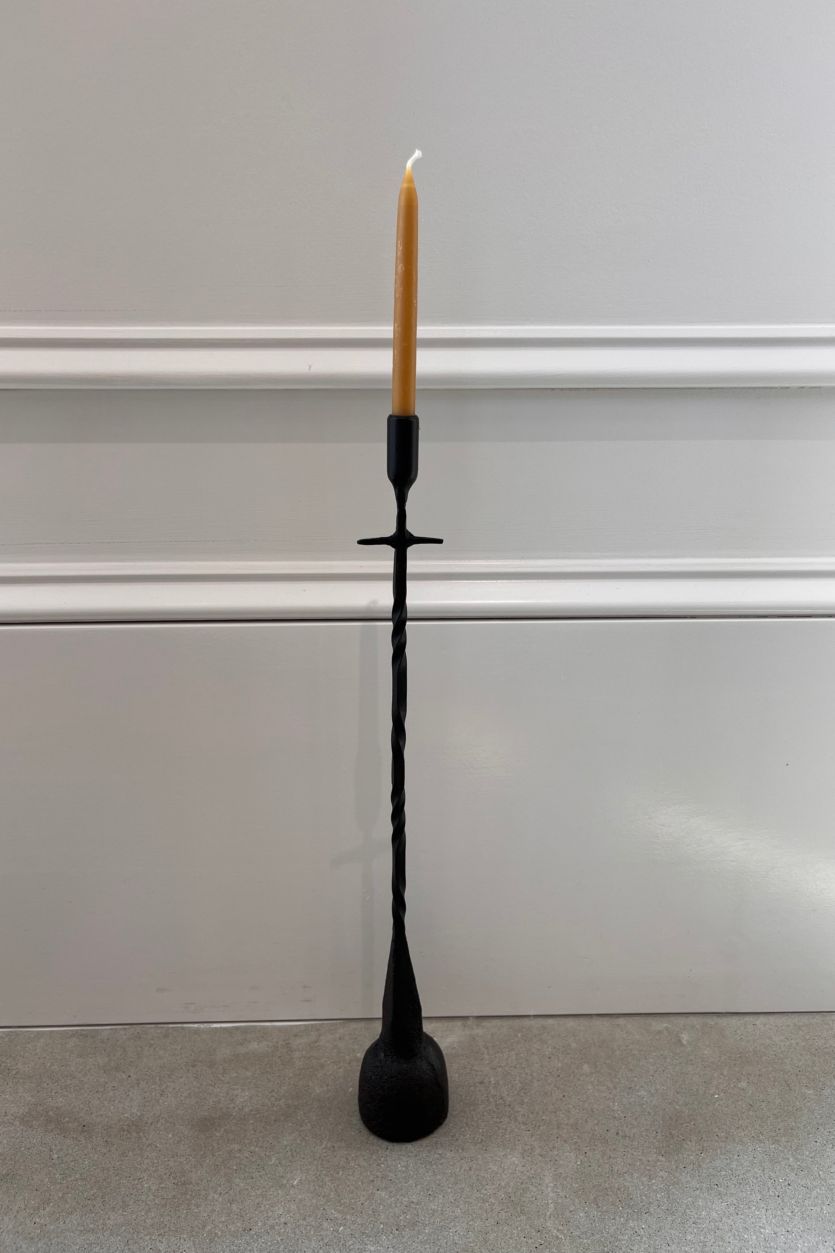 Sekoya Iron Hand Forged Twisted Cross Candlestick 16.5"