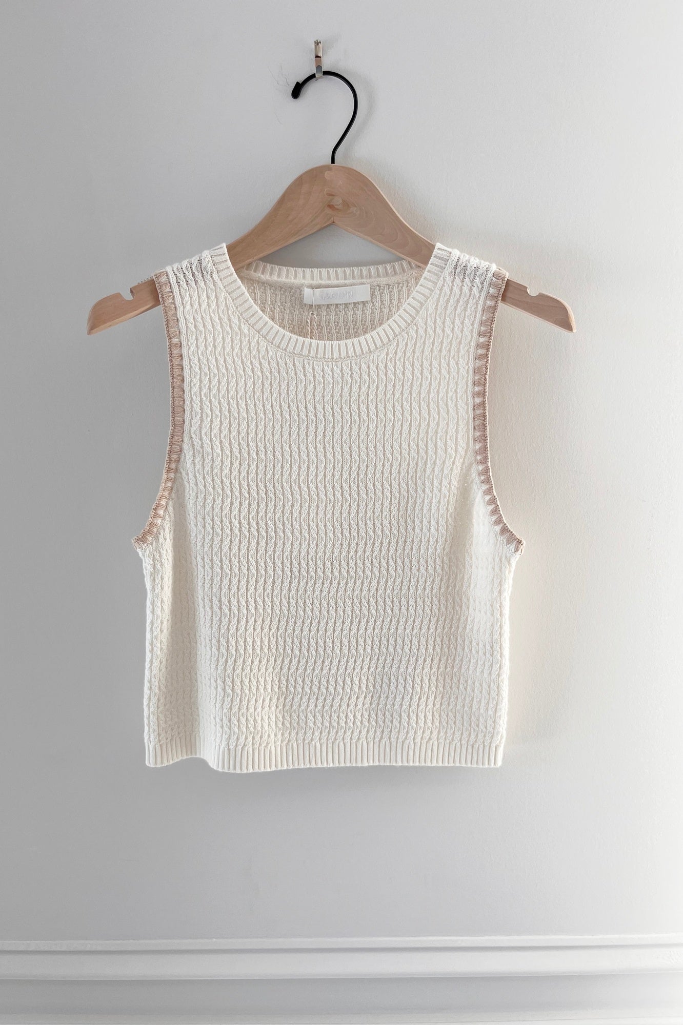 Sablyn Aja Cropped Tank with Blanket Stitch