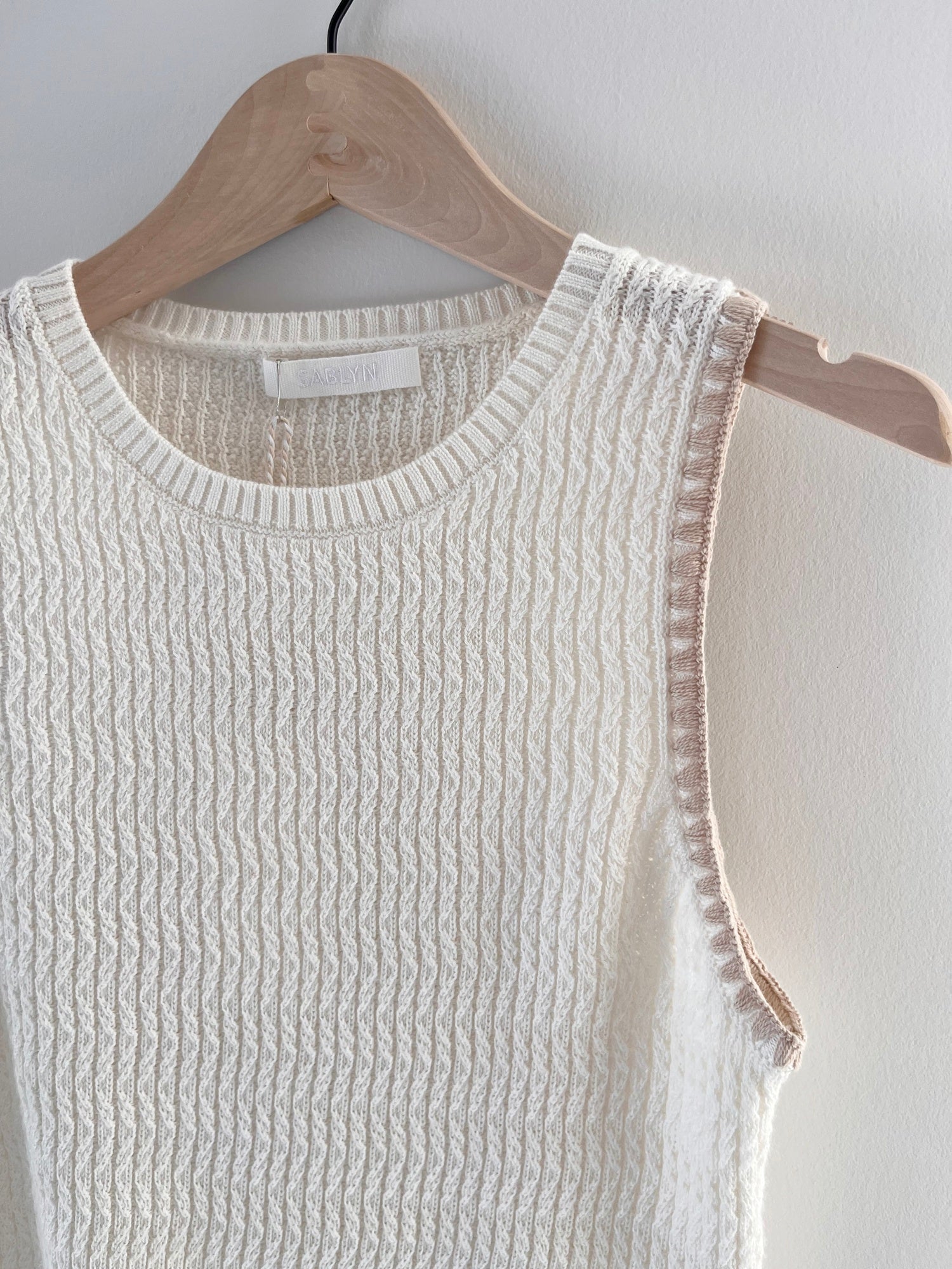 Sablyn Aja Cropped Tank with Blanket Stitch