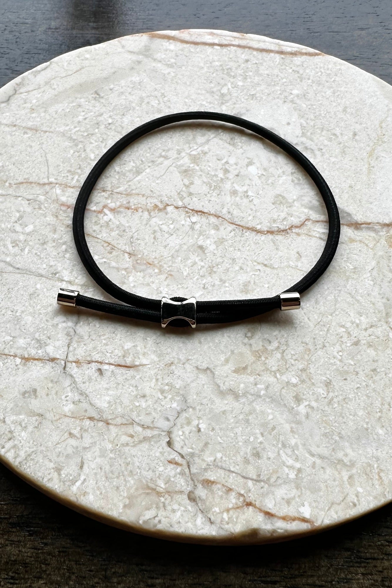 Miansai Orson Rope Bracelet Bungee Pull, Sterling Silver, Black