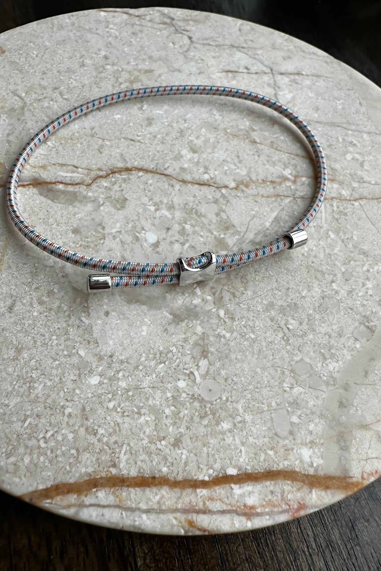 Miansai Orson Rope Bracelet Bungee Pull, Sterling Silver Off White