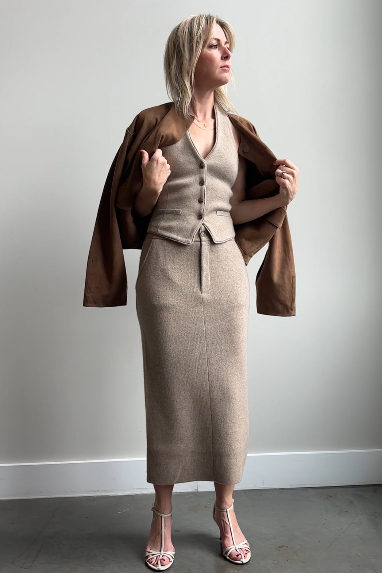 Guest in Residence Tailored Halter Vest Cashmere