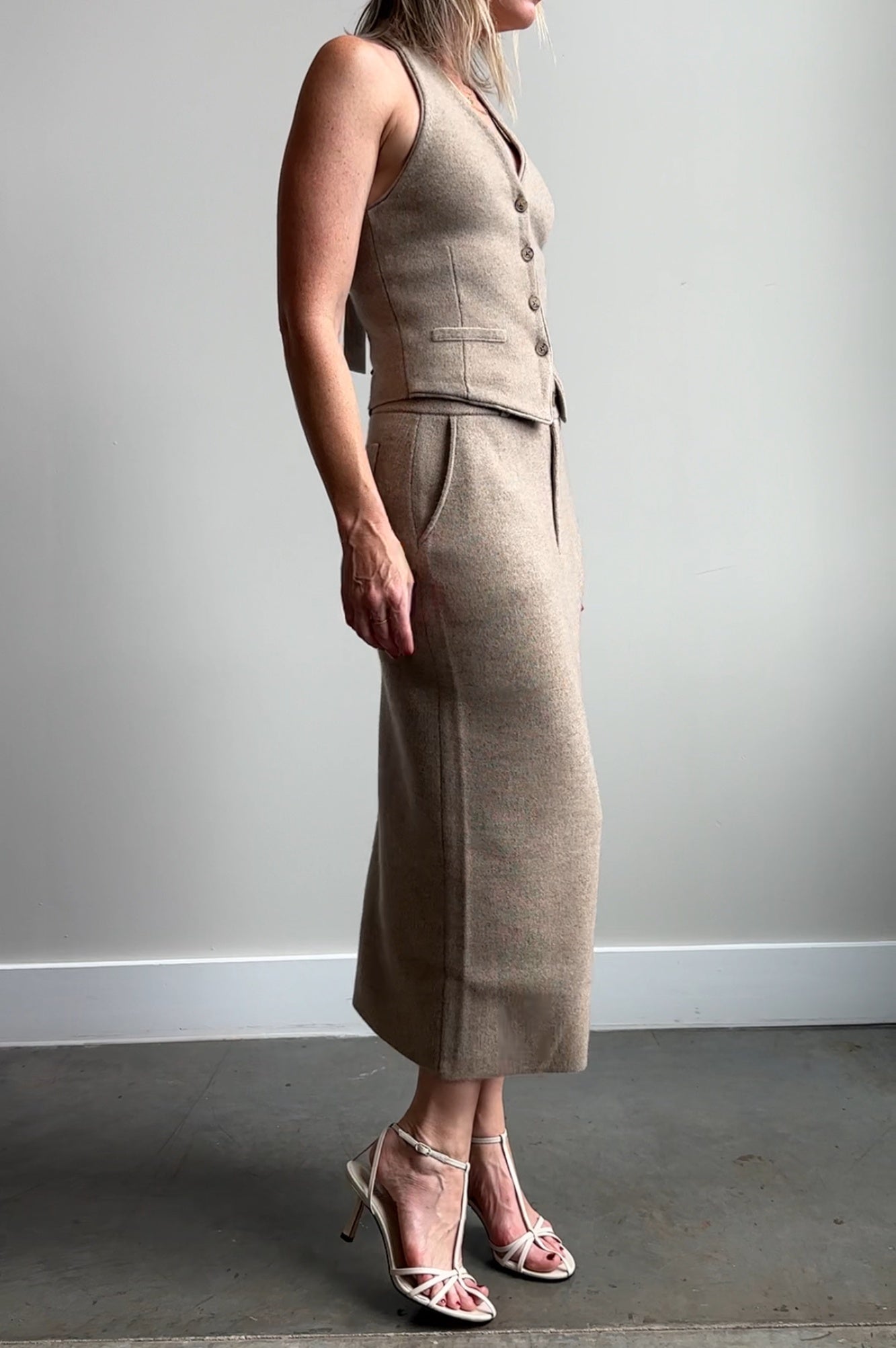 Guest in Residence Tailored Halter Vest Cashmere