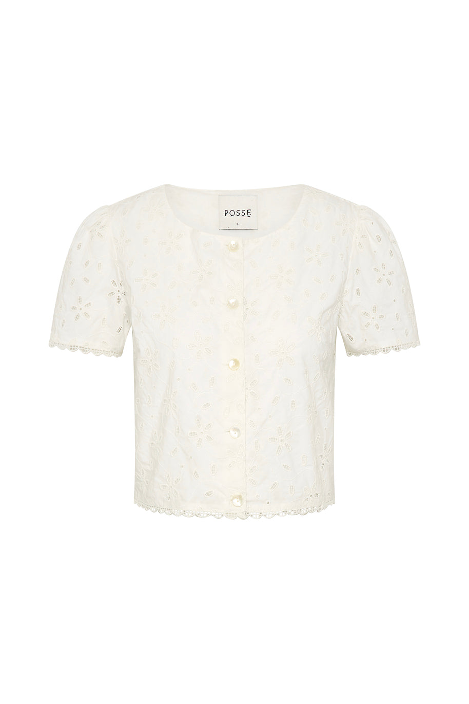 image of the Posse Salma Cap Sleeve Top in Vintage White