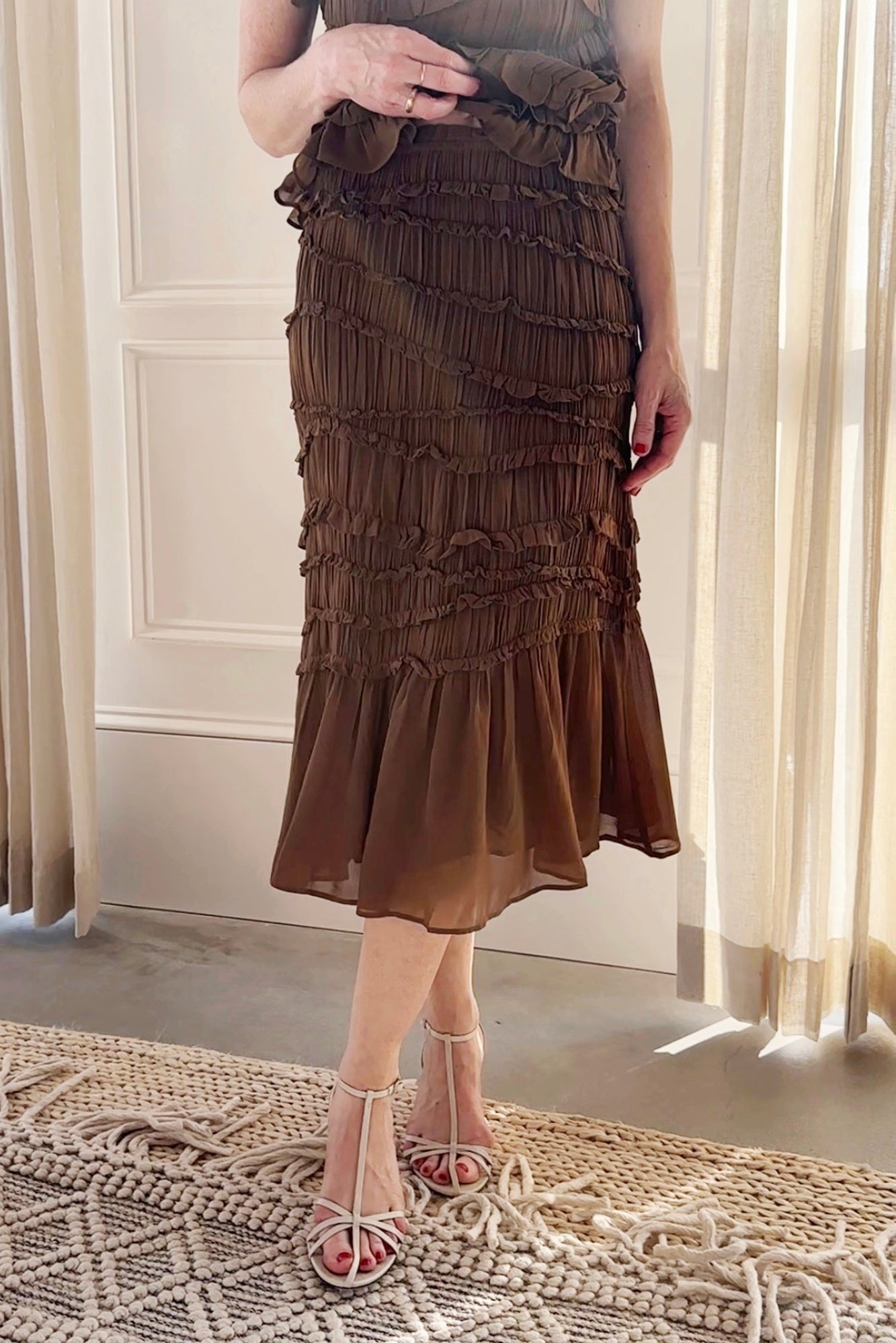 image of a model wearing the Rachel Comey Cavey Skirt