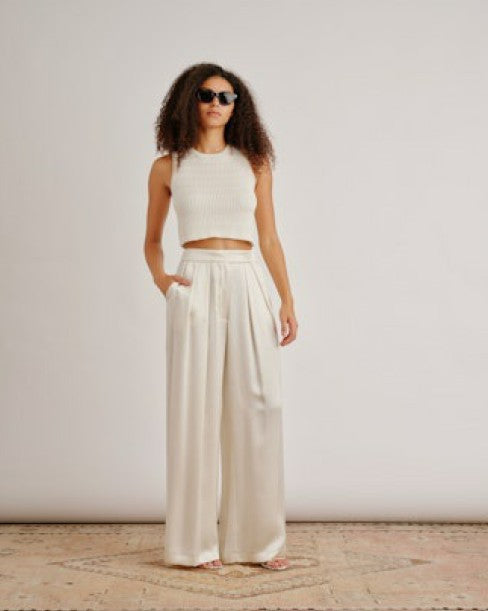 Sablyn Aja Cropped Tank with Blanket Stitch