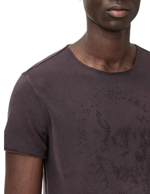 John Varvatos Short Sleeve Raw Edge Beaded Skull Tee