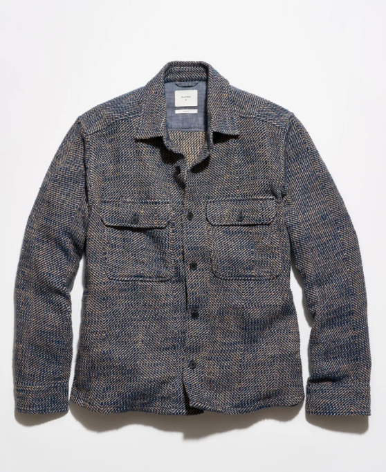 Billy Reid Herringbone CPO Overshirt Against a white background