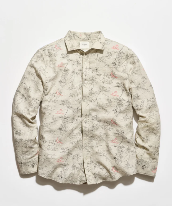 The Billy Reid Cardinal Grid Cedar Shirt against a white background
