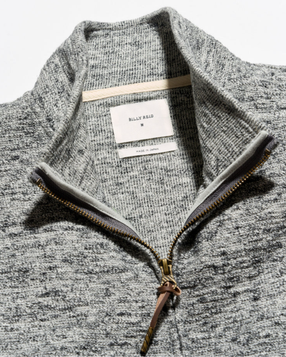 Close-up of Billy Reid Numajiri Marled Slub Track Jacket against a white background