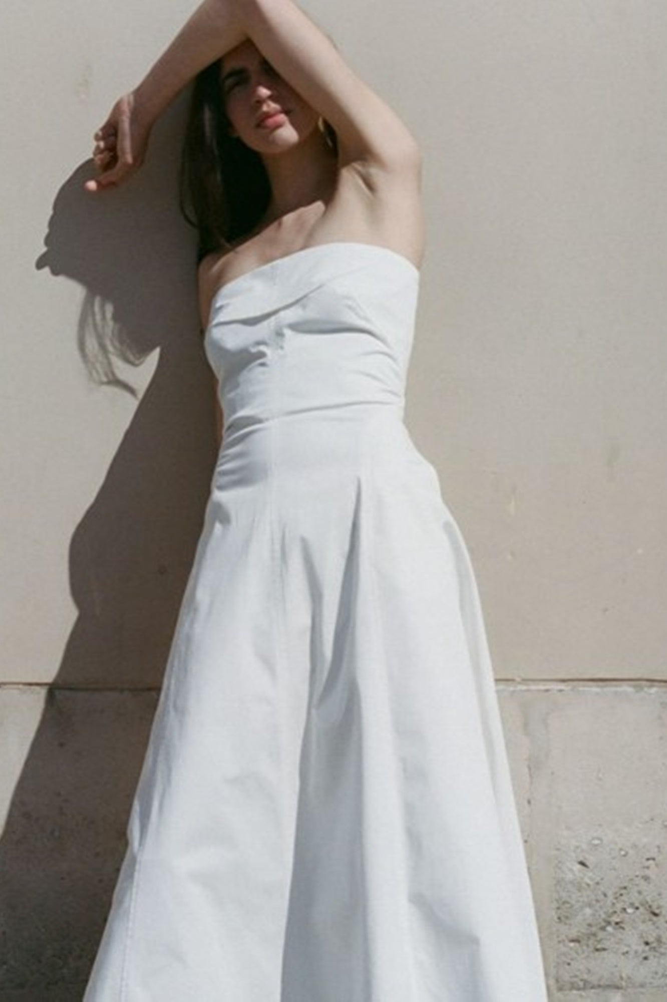 St Agni Sculpted Cotton Strapless Dress