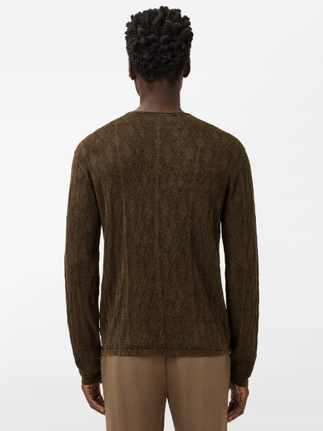 John Varvatos Brycen Long Sleeve Broken Argyle Crew