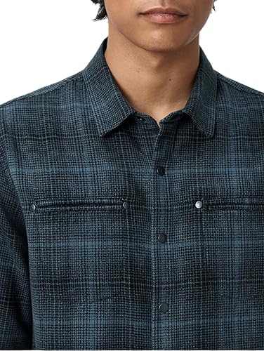 John Varvatos Dario Shirt Brushed Plaid-Titanium Blue
