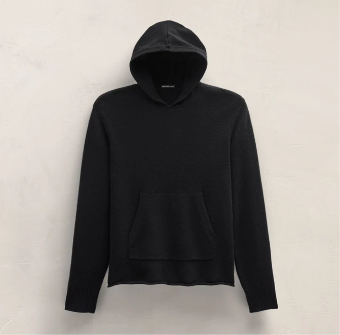 James Perse Recycled Cashmere Hooded Pullover Black