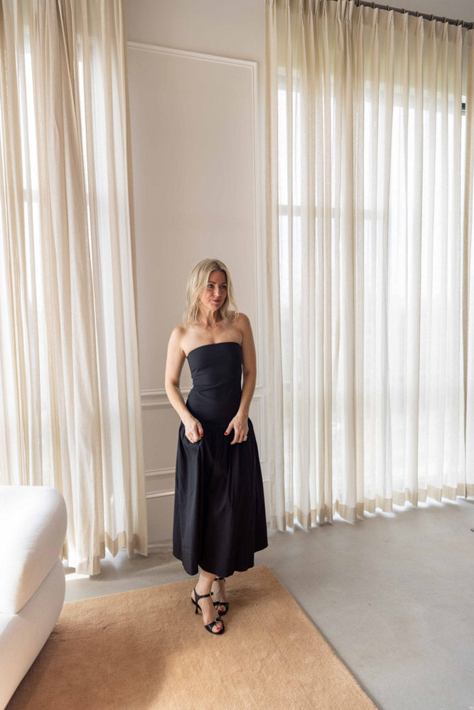 St Agni Gathered Strapless Minimal Dress