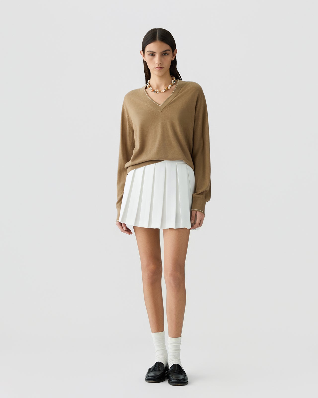 Guest in Residence Airy V Neck Sweater-Camel
