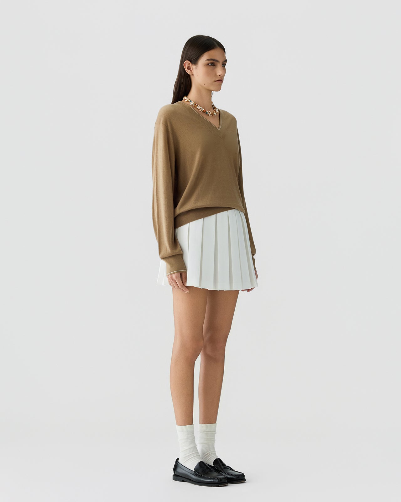 Guest in Residence Airy V Neck Sweater-Camel